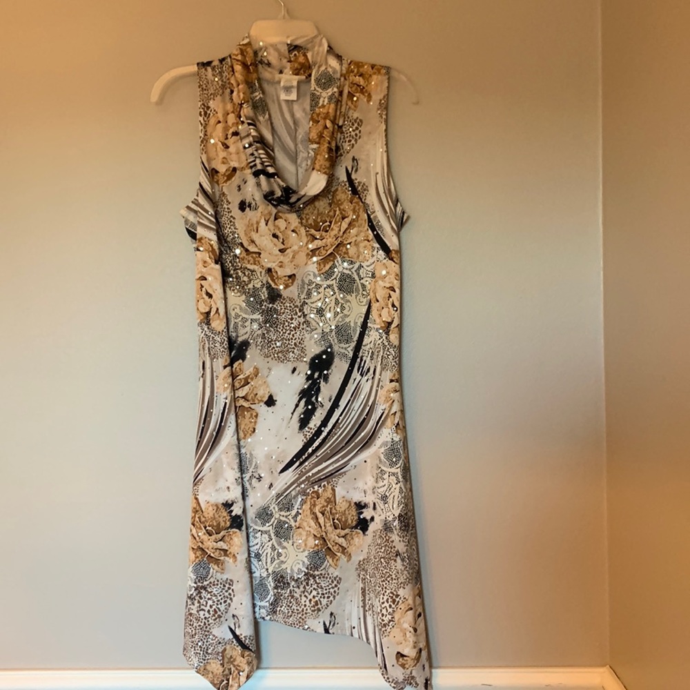Animal print midi dress; sleeveless;size M